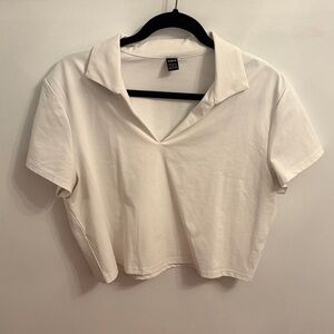 SHEIN White Cropped Polo Top